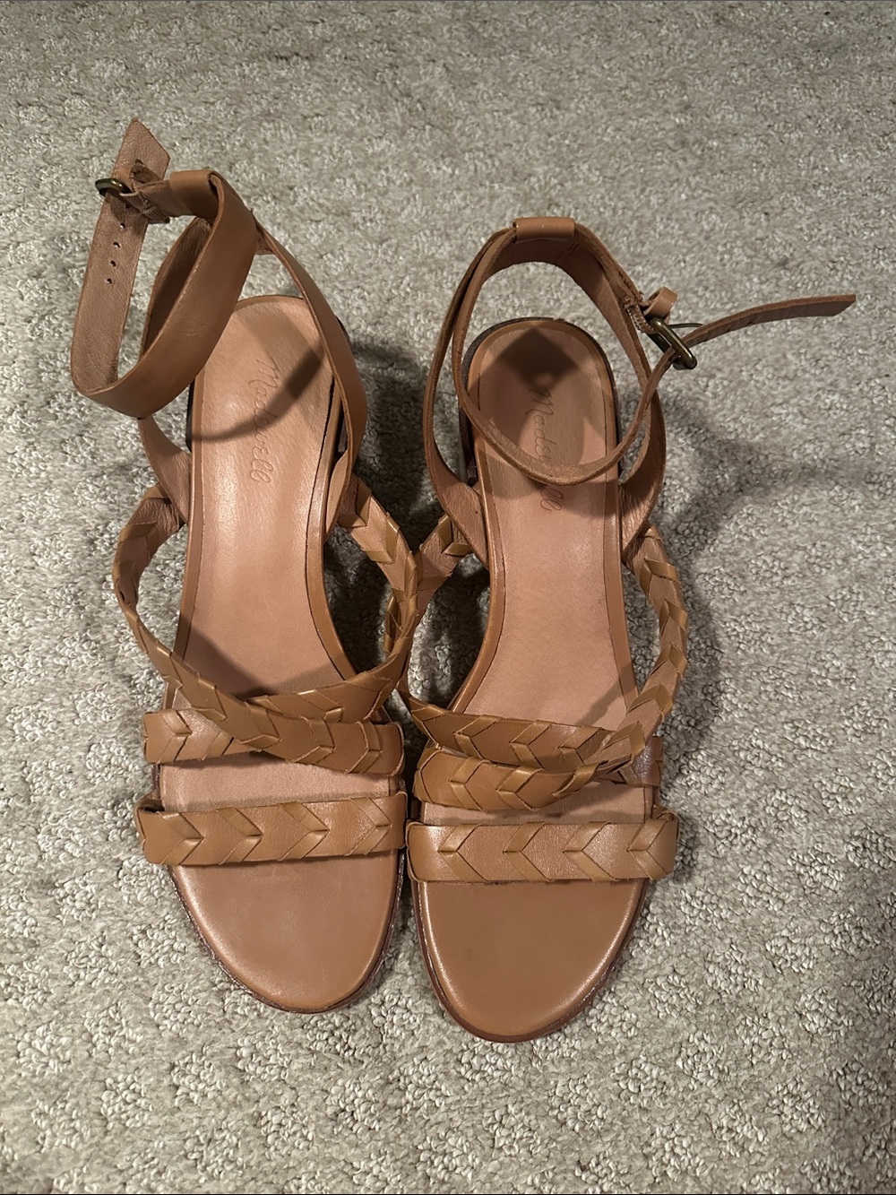 Madewell Braided Ankle-Strap Sandals in Tan
